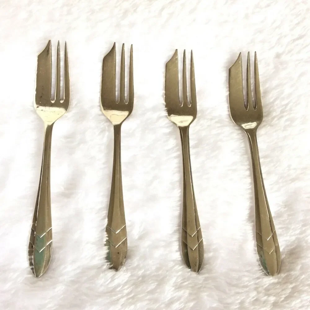 4 pc SET MS MAURICE STABLES SHEFFIELD ENGLAND LOXLEY EPNS SILVER DESSERT FORK